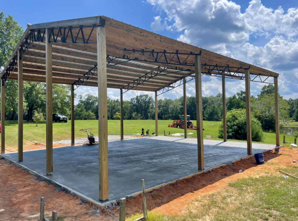 Custom Concrete Construction of a Barn Pavilion surface